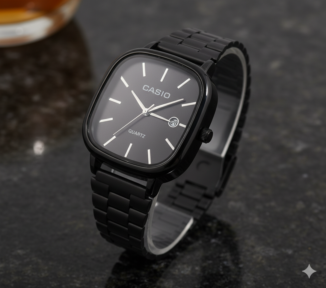 Casio Watch for Unisex Stainless Steel -Black