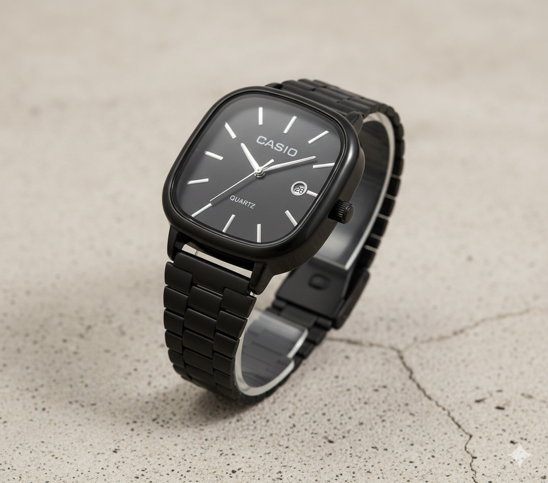 Casio Watch for Unisex Stainless Steel -Black